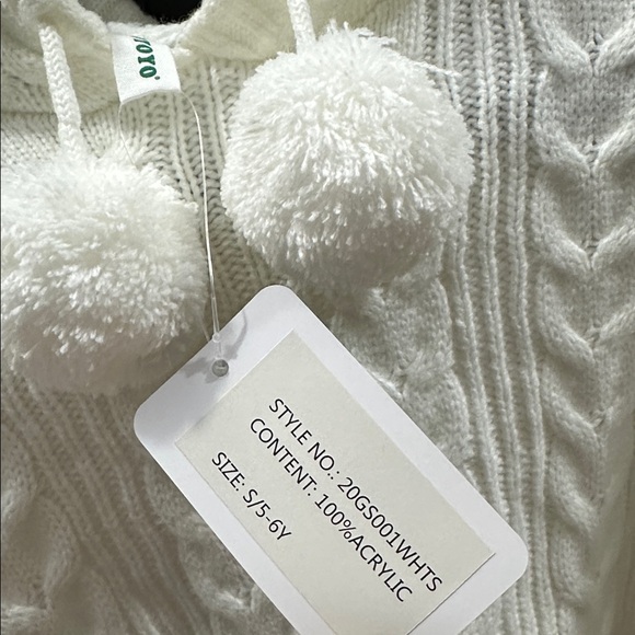 Cape Girls Hooded Cable Knit Poncho Sweaters Kids Shawl Sweater Pullover 5/6Y - Picture 3 of 4